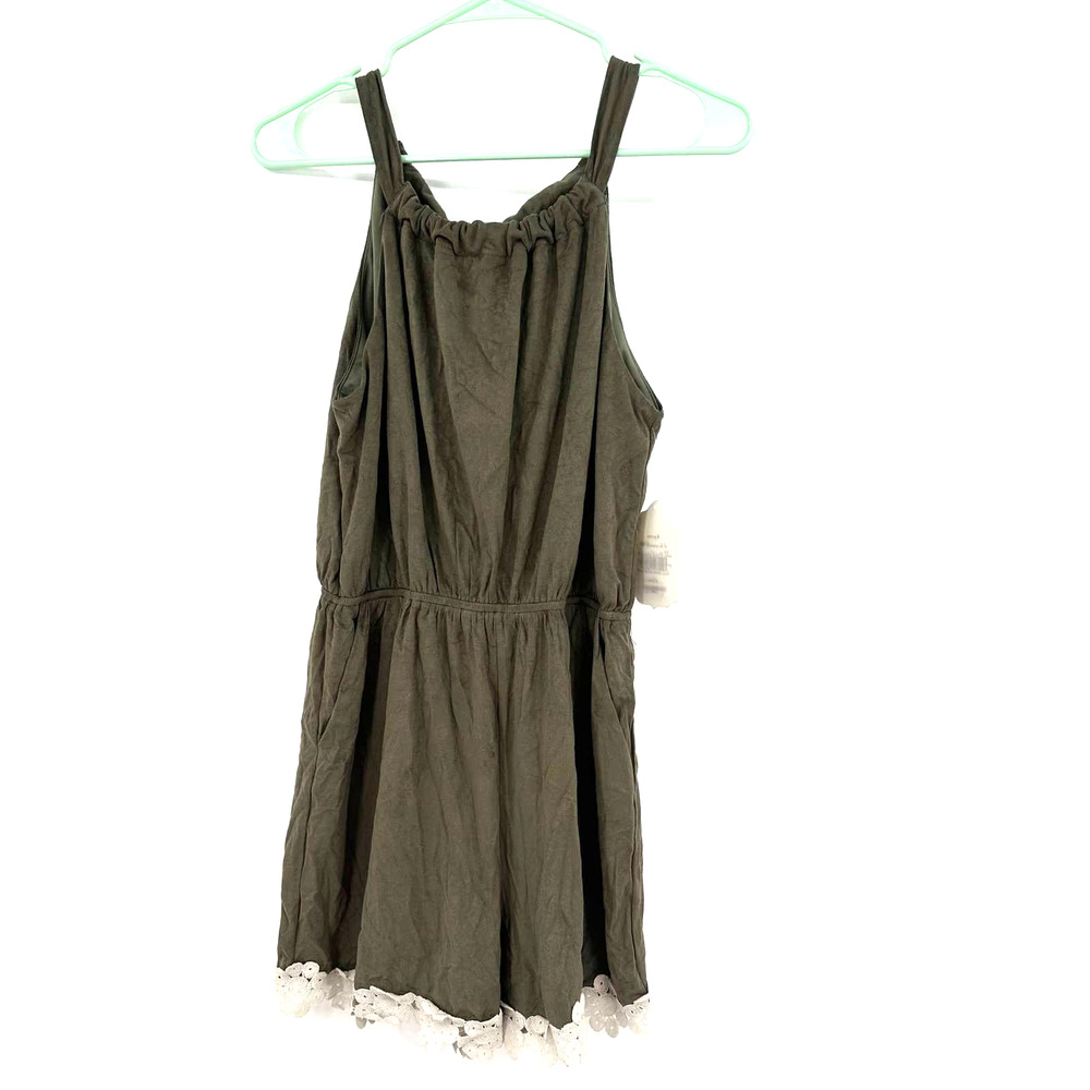 NWT Altar'd State size Medium sleeveless romper‎ lace lined olive green soft